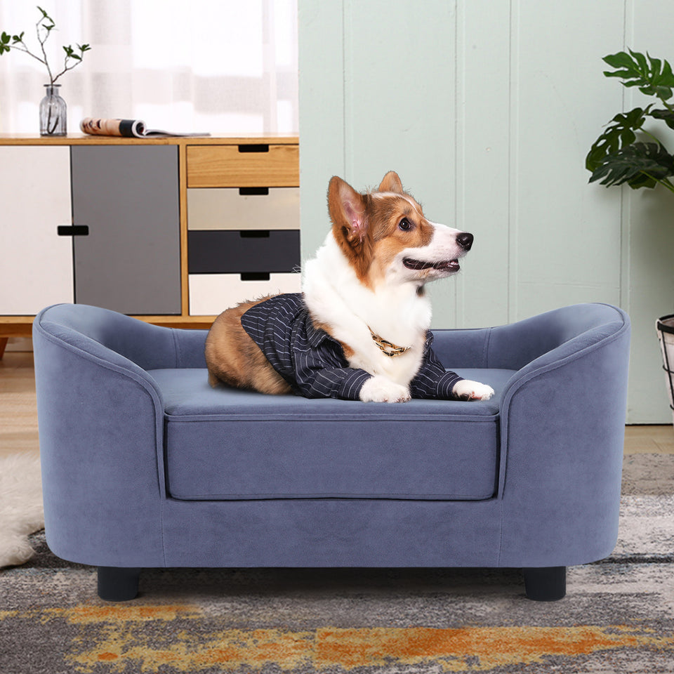 Oval Dog Sofa Pet Couch With Bed Velvet